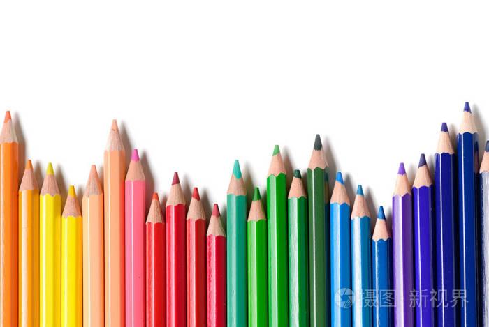 彩色铅笔隔离在白色背景学校用品和文具上照片-正版商用图片18ck23-摄